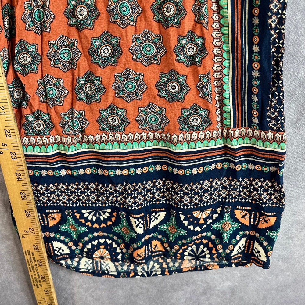 Elevenses Anthropologie Wide Leg Pants Womens 4 Orange Boho Tile Print Culottes - Picture 8 of 11